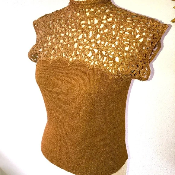 Vintage 50’s Bronze Knit Top - Picture 4 of 8
